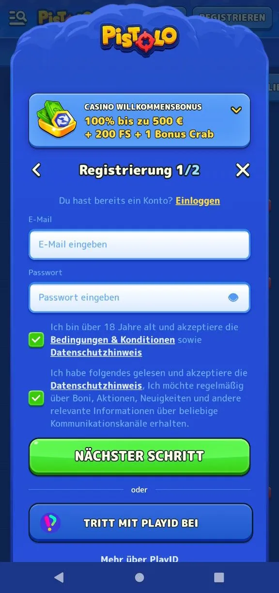 Pistolo Casino Funktionen und Registrierung für Spieler aus Deutschland